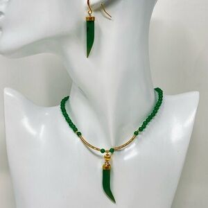 Jade and green Adventurine necklace & earrings